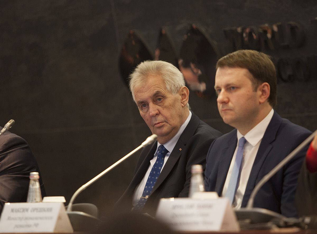 Президент Чехии Милош Земан и Министр экономического развития России Максим Орешкин